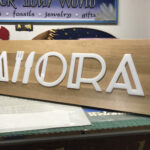 Dimensional lettering with custom wood signage for Allora