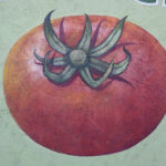 Custom painted mural of a tomato